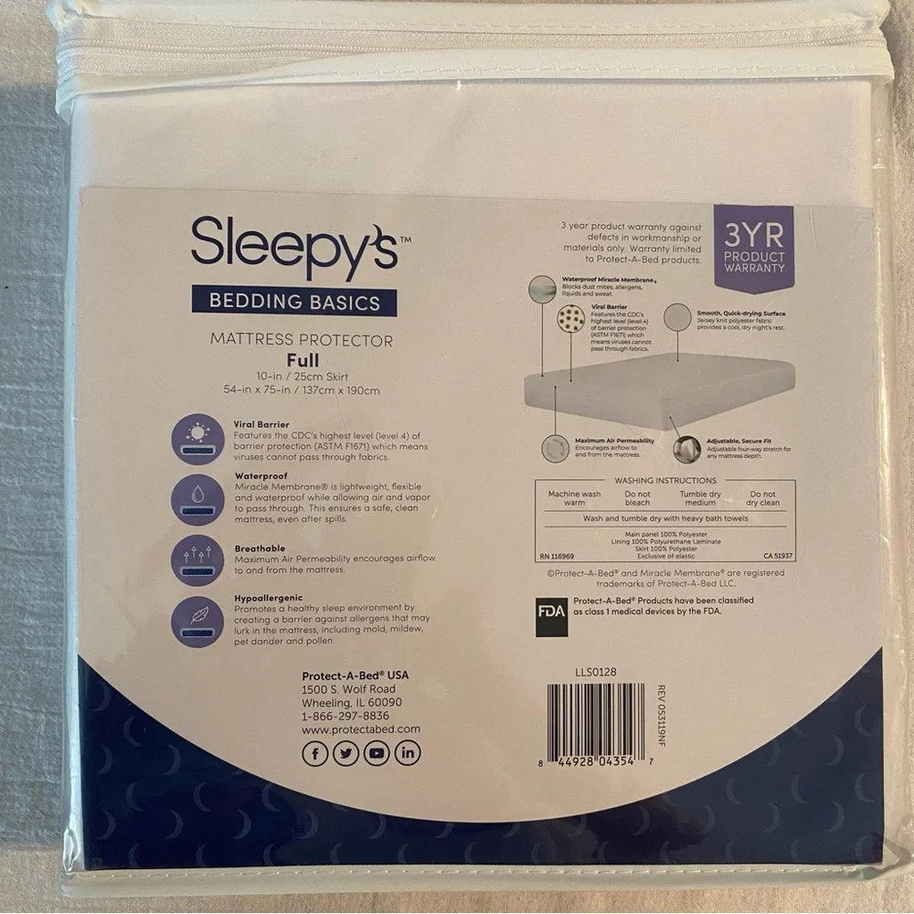 Sleepy’s Bedding Basics Mattress Protector for Full Size Beds